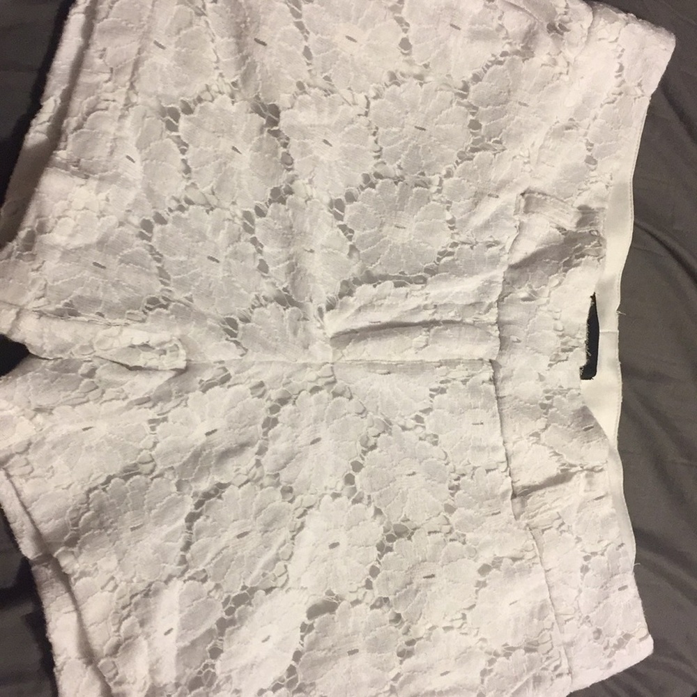 White floral laced shorts
